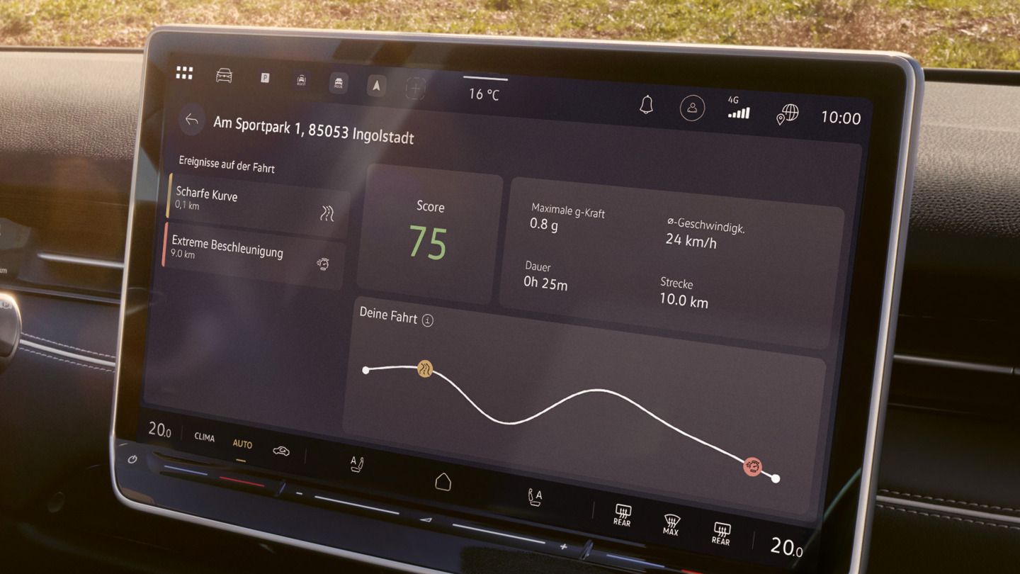 Na obrázku je zobrazený systém infotainment modelu ID. a režim „Štýl jazdy“.