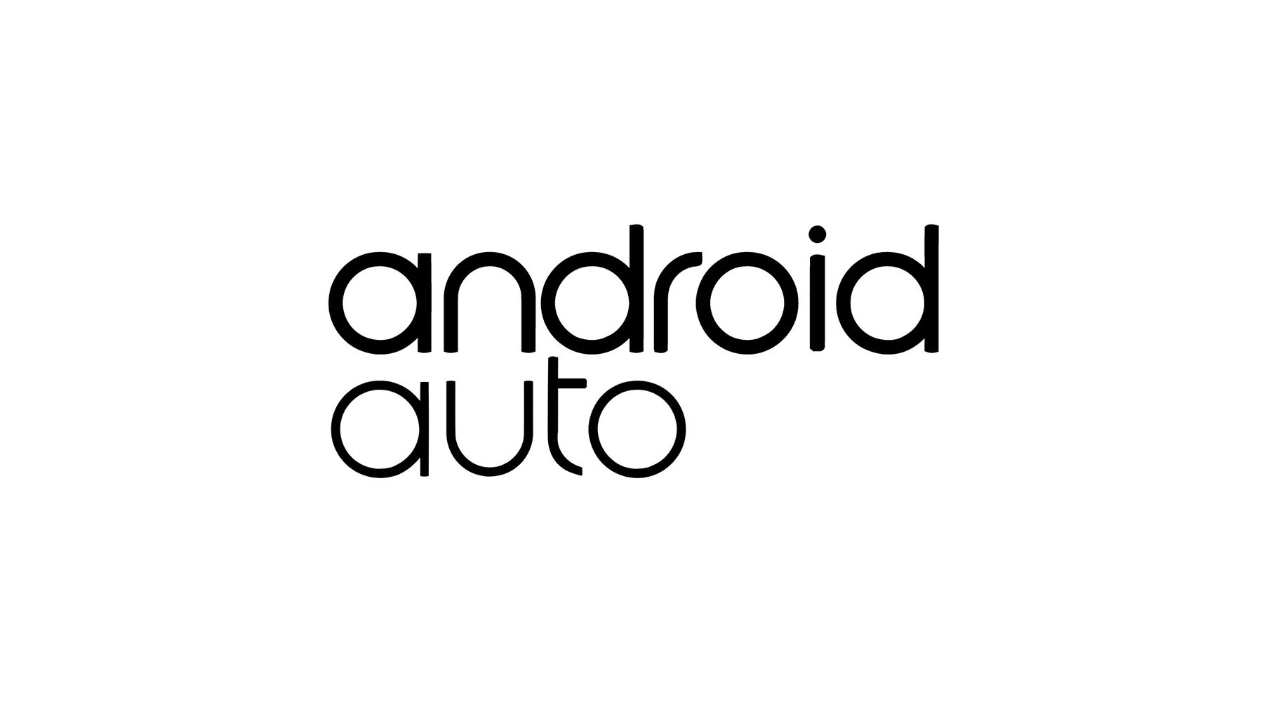 Logo Android Auto. Text "android auto" napísaný čiernymi písmenami na bielom pozadí.