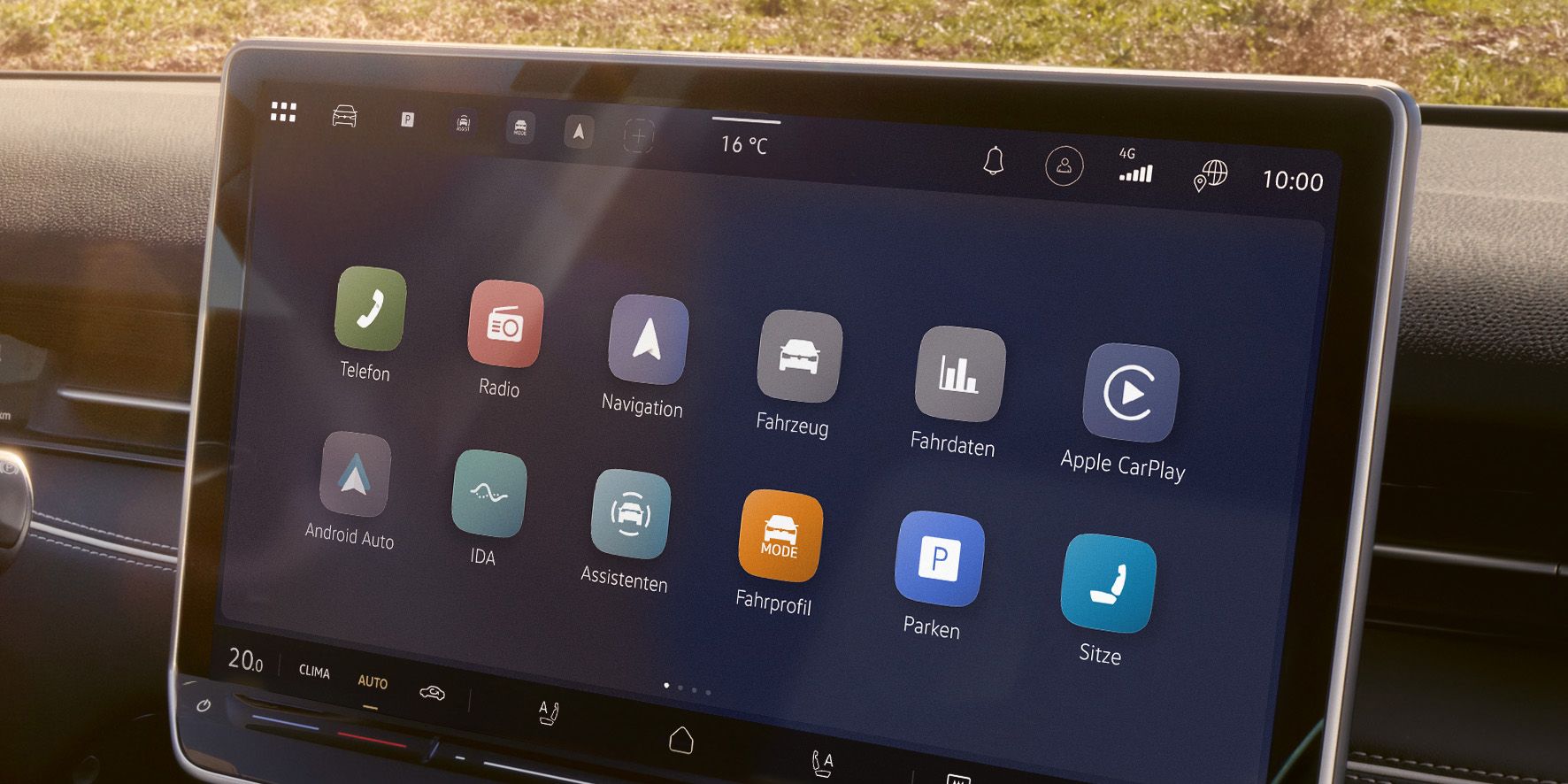 Na obrázku je zobrazený systém infotainment modelu ID. a prehľad dostupných funkcií v ponuke.