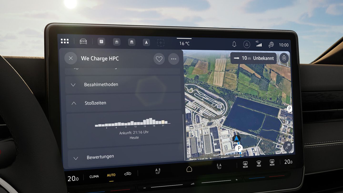Na obrázku je zobrazený systém infotainment modelu ID. a režim „Navigácia“.