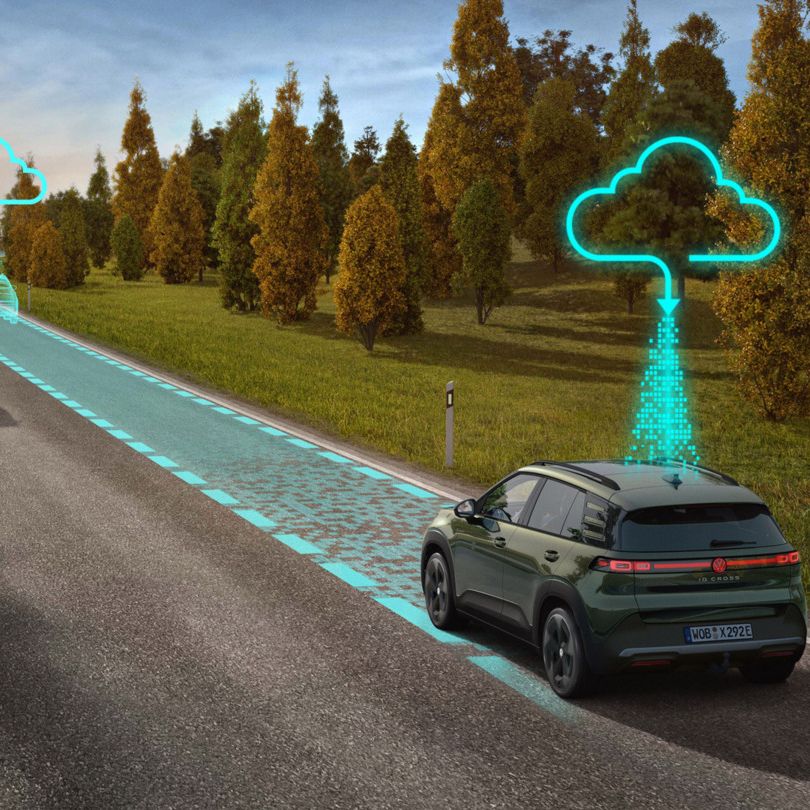 Schématická ilustrácia zobrazuje funkčnosť Travel Assist na príklade zeleného ID. Cross