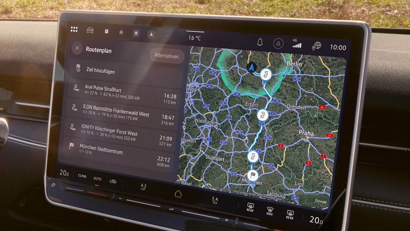 Na obrázku je zobrazený systém infotainment modelu ID. a režim „Navigácia“.