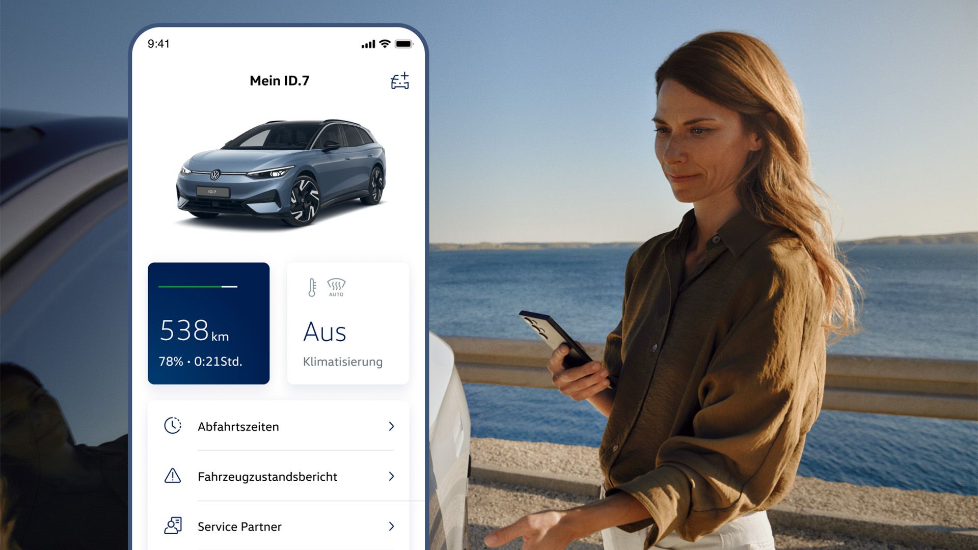 Obrazovka z aplikácie Volkswagen pre ID.7