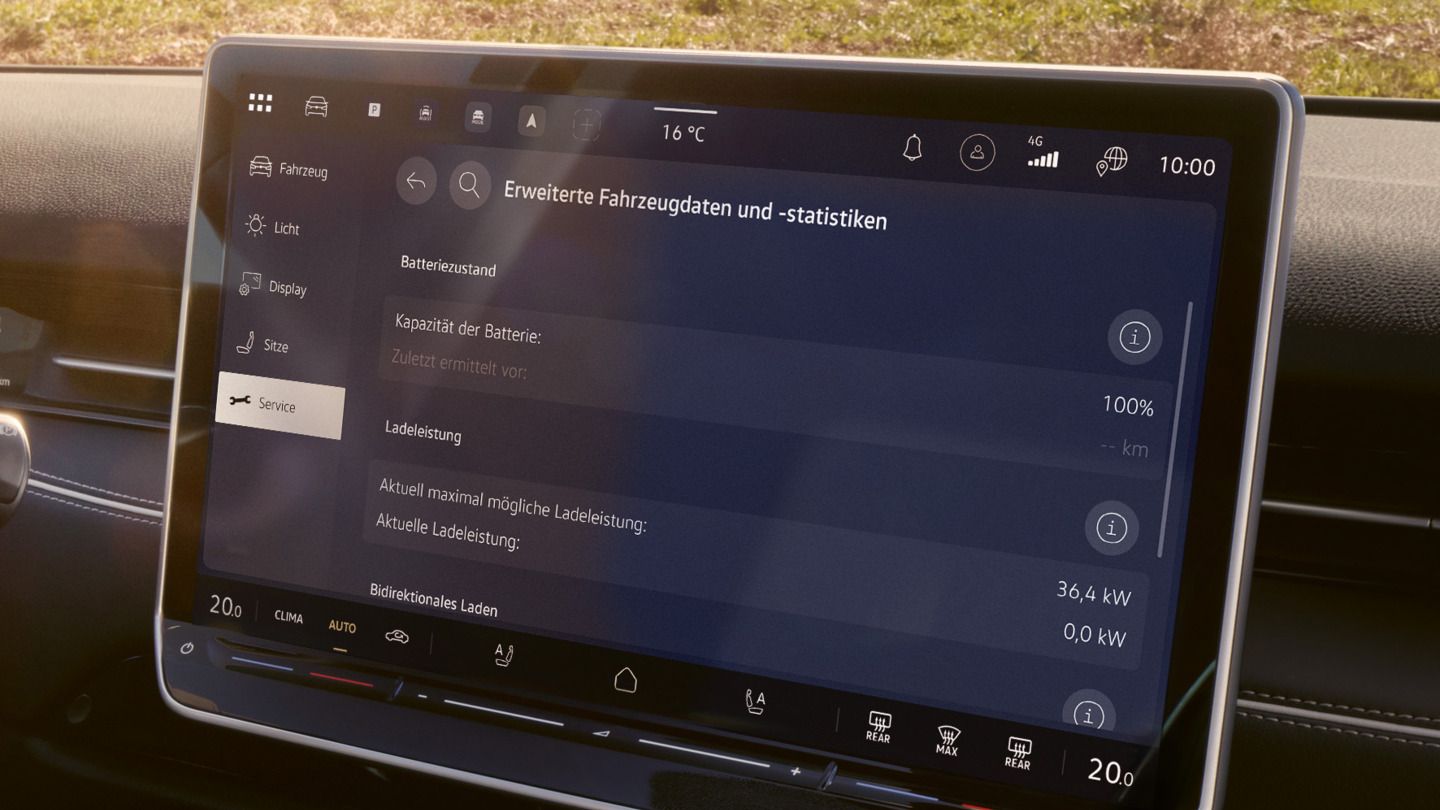 Na obrázku je zobrazený systém infotainment modelu ID. a údaje o stave batérie vozidla.
